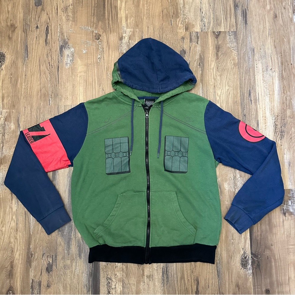 VTG Y2K 2002 Naruto Shippuden Collection Green Zip Up Hot Topic Hoodie